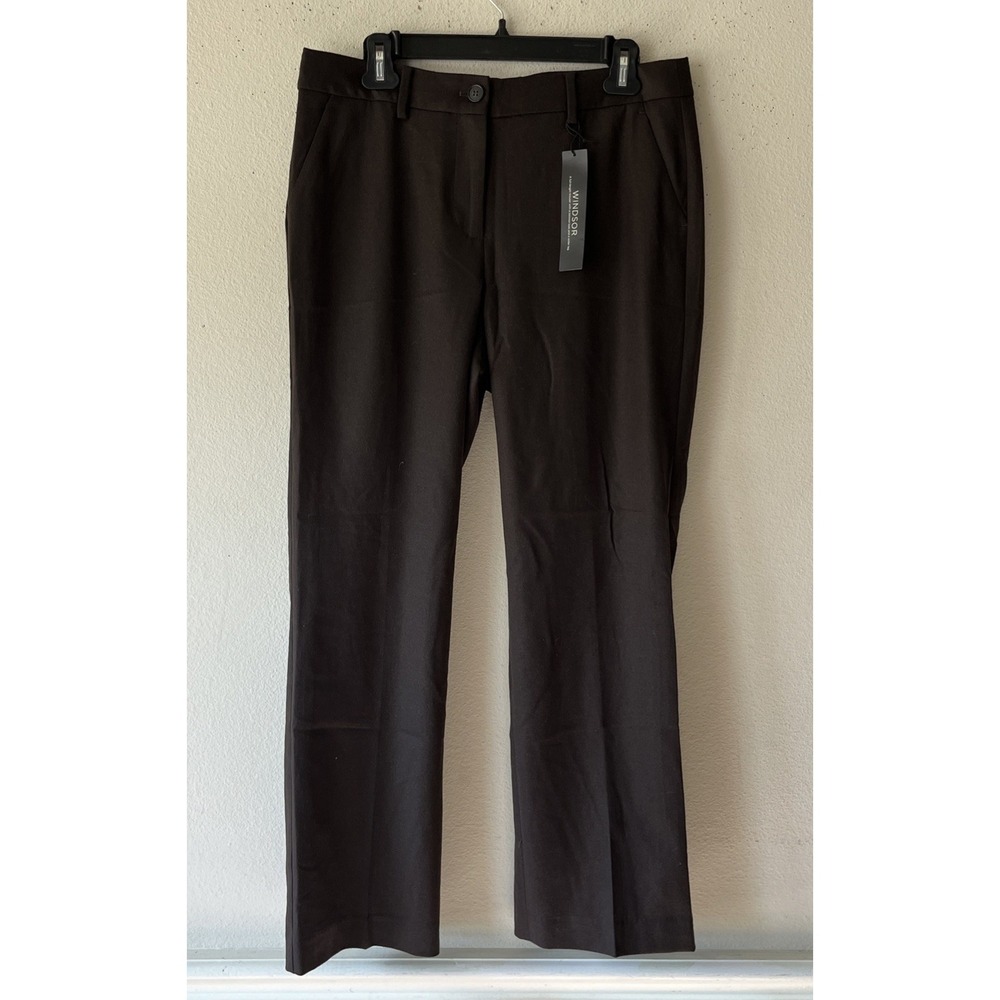 Talbots Curvy Woven In Italy Windsor Wide Leg Wool BrownDress Pant Slack 8P New
